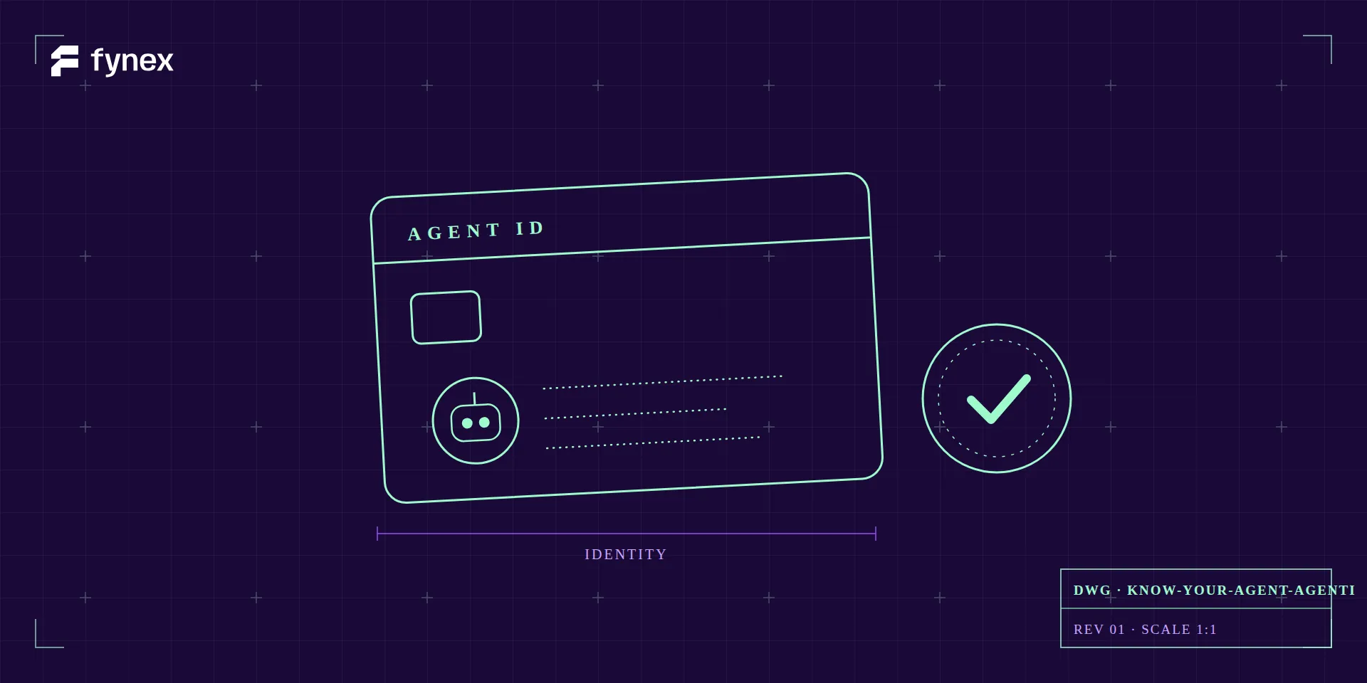 Blueprint of an agent ID card with a verification seal.
