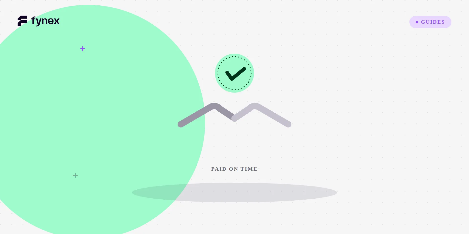 An on-time payment handshake under a mint paid seal.